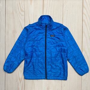 Patagonia Boys Nano Puff Primaloft Jacket Size M 10 Brick Quilted Blue